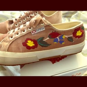 Superga 2750 blush velvet embroidery